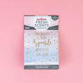Load image into Gallery viewer, A Fresh Scents Little Sparkle - Sachet 3pk is shown on a pink background. This fruity amber flameless air freshener features "She leaves a little sparkle wherever she goes" and offers long-lasting fragrance.
