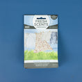 Load image into Gallery viewer, The Fresh Scents Clean Clothes - Sachet 3pk is displayed against a blue background, with packaging showing clothes on a clothesline to illustrate this flameless, long-lasting air freshener.
