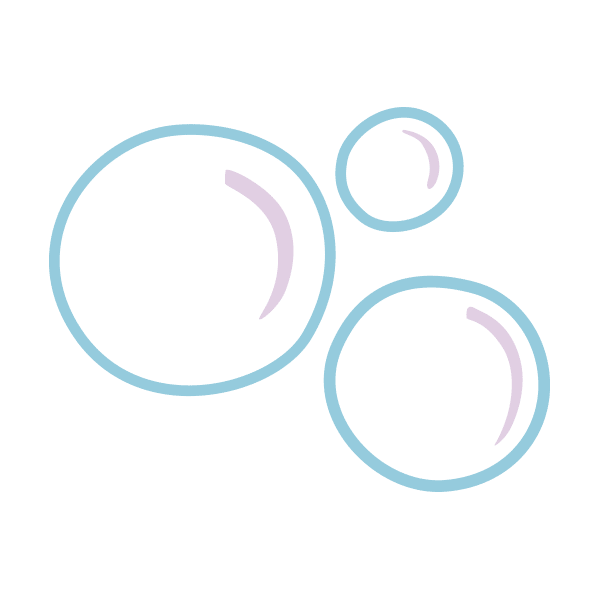 Three simple, translucent bubbles with light blue outlines and white highlights floating against a plain white background.