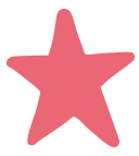 A simple, red, five-pointed star with rounded edges on a light gray background.