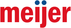 The Meijer logo, featuring the word meijer in bold red lowercase letters, with the two dots above the is colored blue. The background is white.